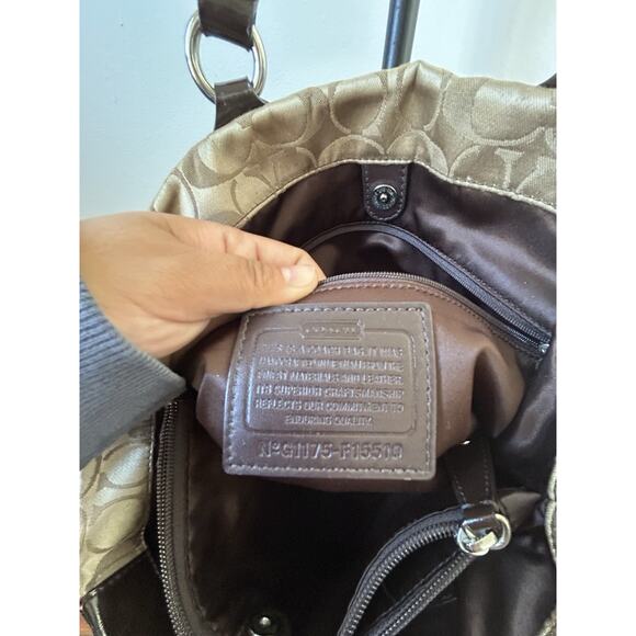 Coach Y2K Ashley Carryall Shoulder Bag Brown F15510 CC Logo Leather Canvas Read - Picture 4 of 10